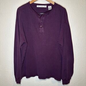 Natural Life Mens L Long Sleeve Henley Thermal Waffle Knit Layers Deep Wine Y2K